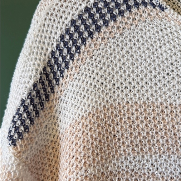 NIC+ZOE Cannon Striped Linen Blend Open Knit Womens MP Sweater Lightweight - Picture 8 of 10